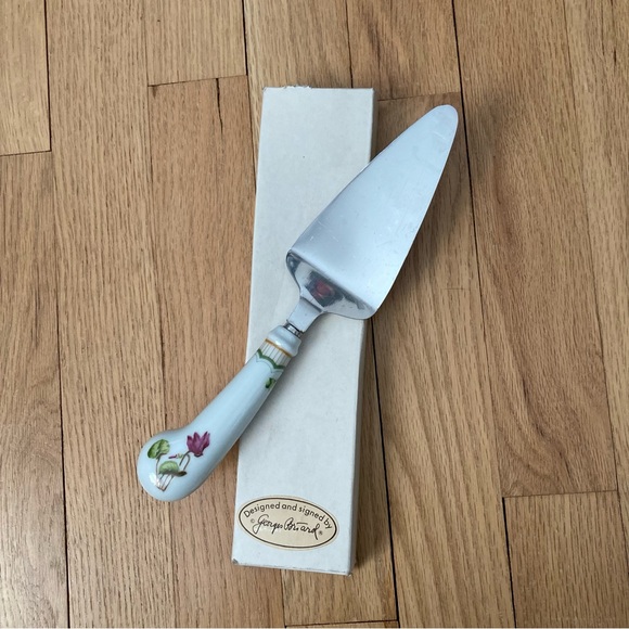 Vintage Georges Briard Pastry Pie Cake Server Victorian Garden - Picture 2 of 8